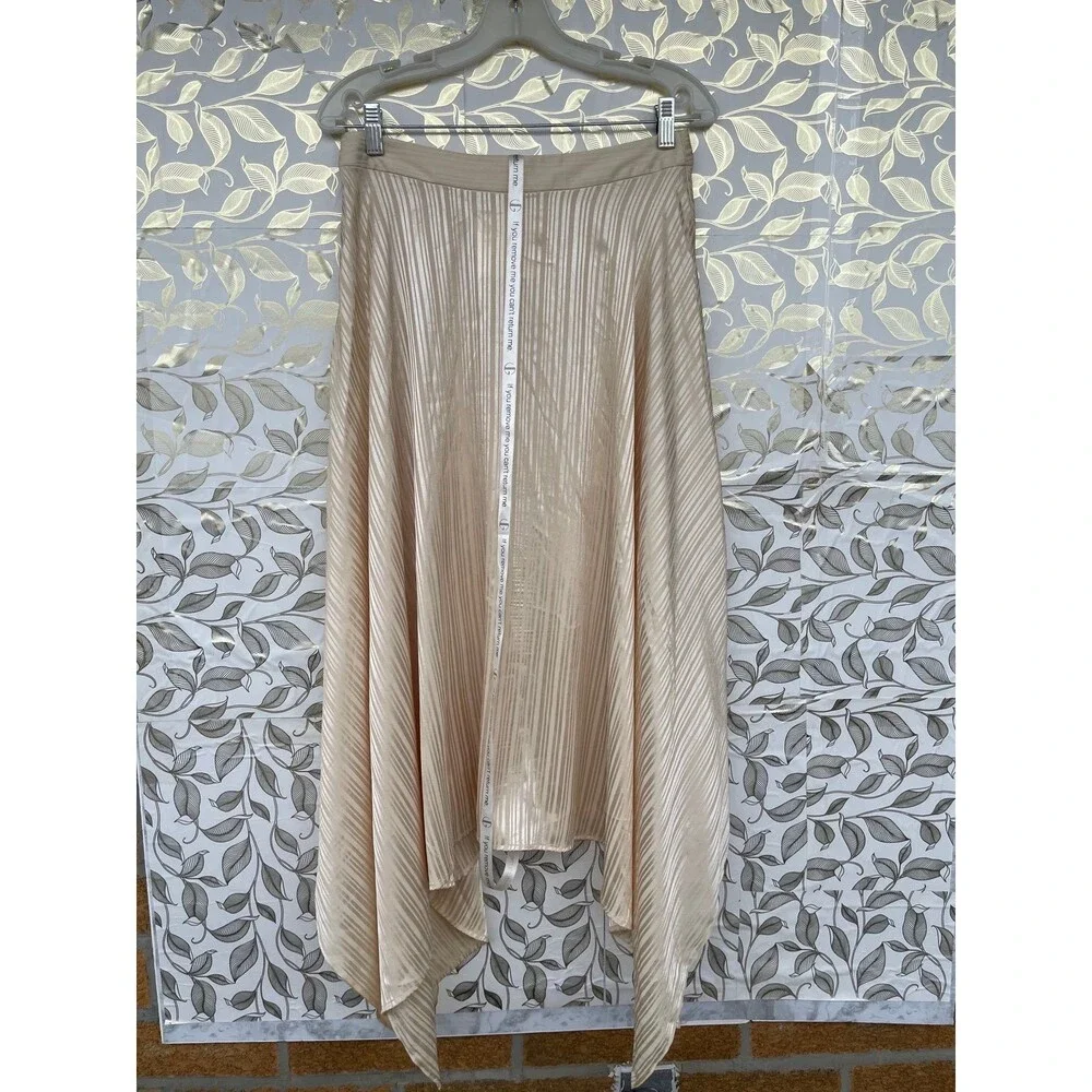 NWT Vita Grace Satin Peplum Top & Asymmetric Skirt Set S/M Champagne Luxury